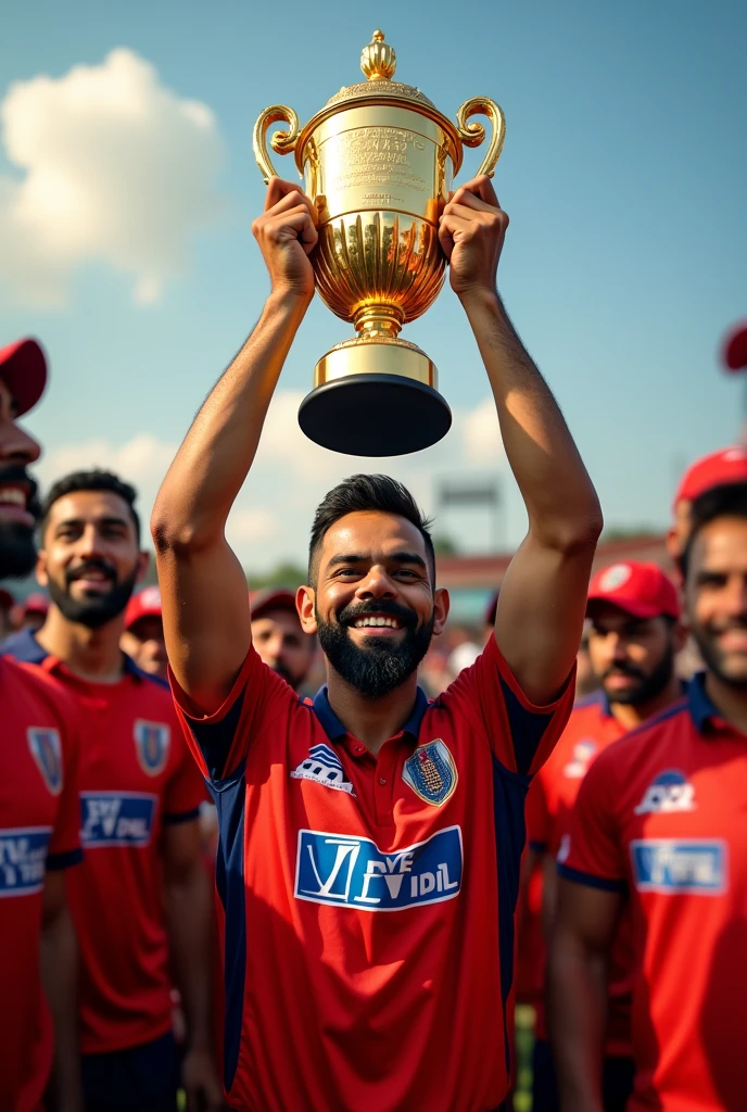 RCB Winning IPL Trophy and virat kohli celebrating with trophy