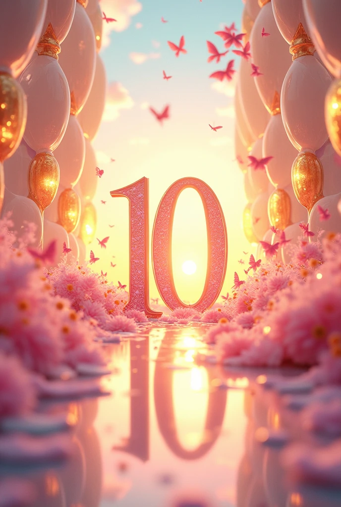 The world is full of kindness　((((((Beautiful numbers)))))) ((((10th Anniversary Celebration)))) In a soft golden world、Pink and rainbow feathers fluttering　The air is so clear　The sunrise is beautiful　The world is full of beauty　((((10 in the center)))) Impact　Hall of Mirrors　diamond💎　Pure, righteous and beautiful
