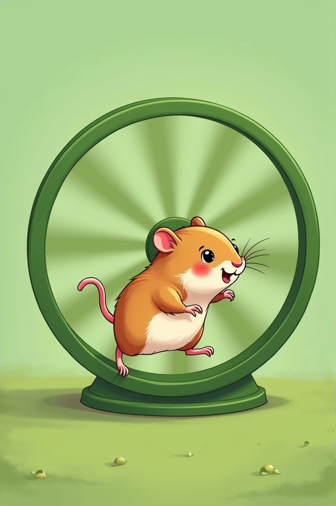 Create an image of a Russian hamster running on a green wheel 