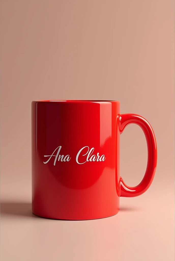 Red mug with the words Ana Clara written on it and a symbol of the law school 