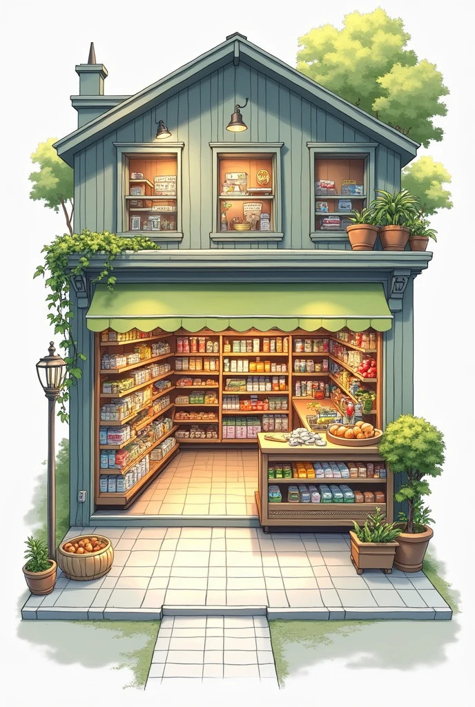 Make me a plan of a mini supermarket