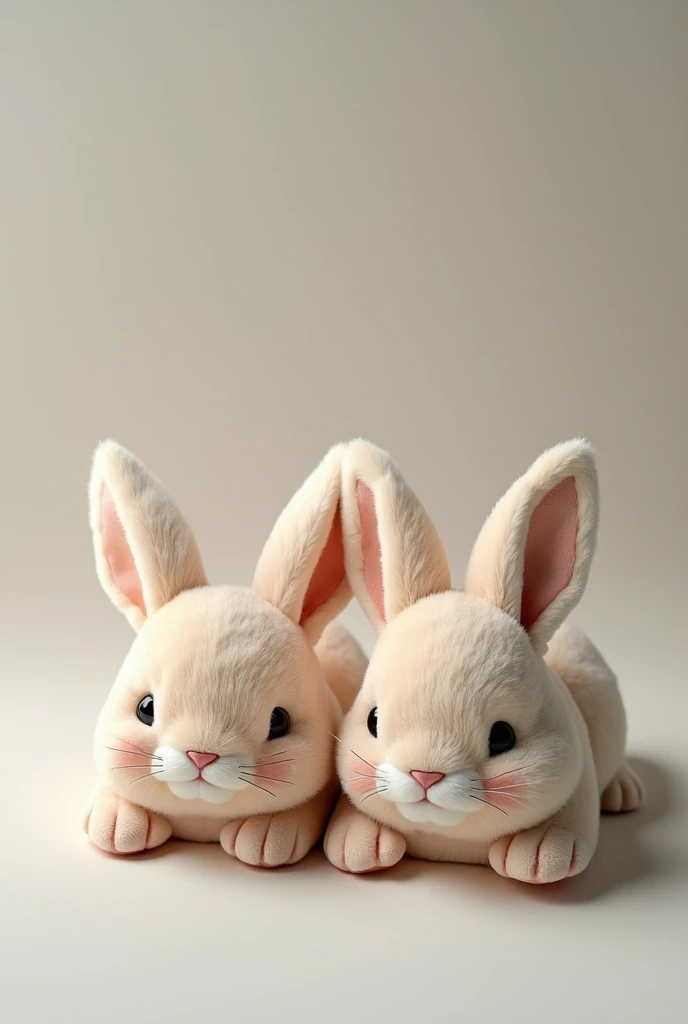 Create adorable bunny slippers that are missing an ear and are almost realistic. 😊 On one of the slippers, a bunny is missing an ear to create a unique model just like in the image I gave you as an example.