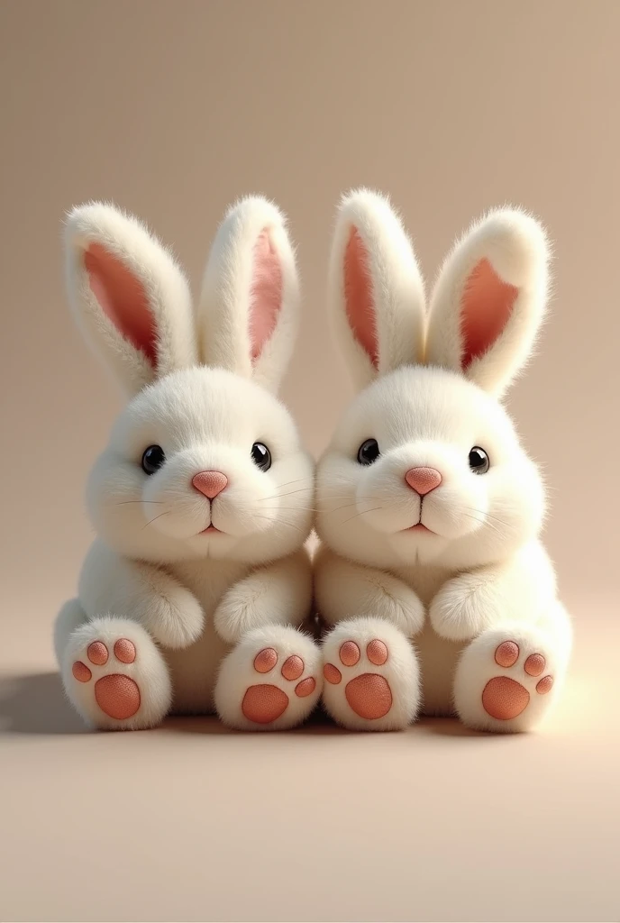 Create adorable bunny slippers that are missing an ear and are almost realistic. 😊 On one of the slippers, a bunny is missing an ear to create a unique model just like in the image I gave you as an example.