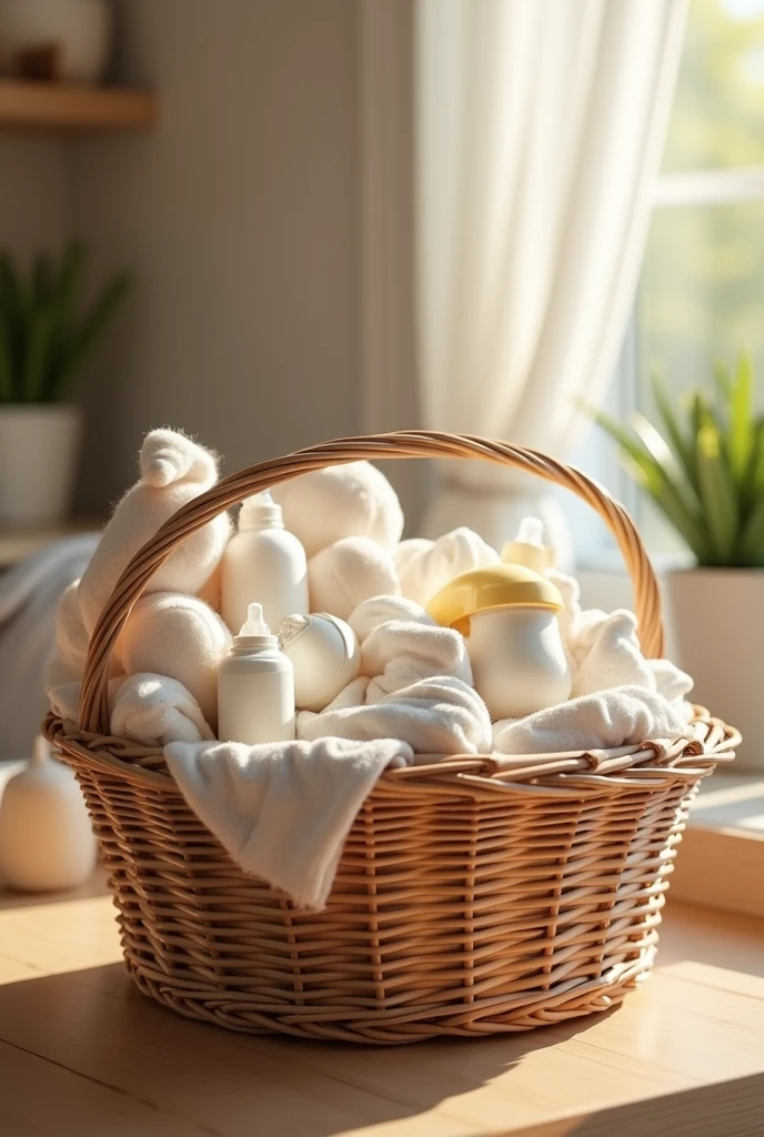 Pharmacy basket full of baby products