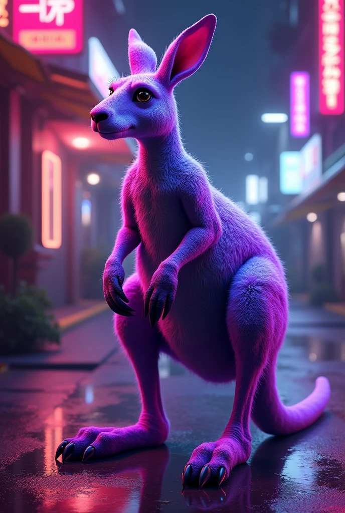 purple neon kangaroo