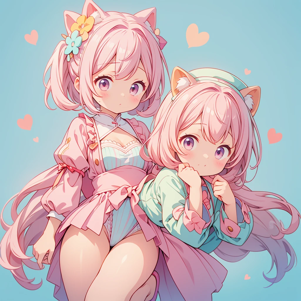 The costume is cute and cute、Fluffy、Loose、pastel colour、Highest quality、Masterpiece、