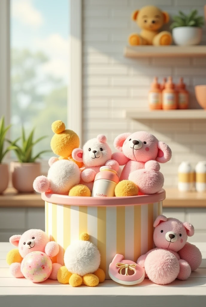 Pharmacy container full of baby products