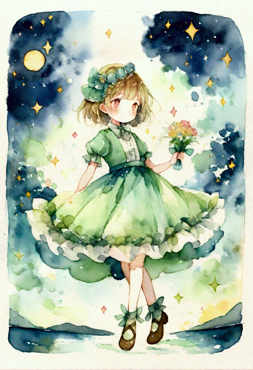 Night Sky　A world without people　Don&#39;t draw　Picture books　Watercolor