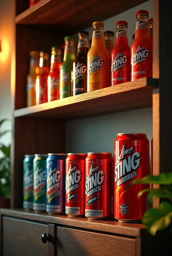 Shelf in a room full of sting energy drink