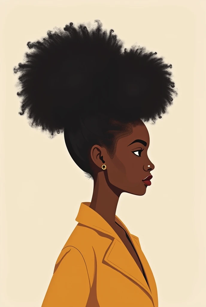 a vector of just a curly afro puff tied in a bun, Without the person
