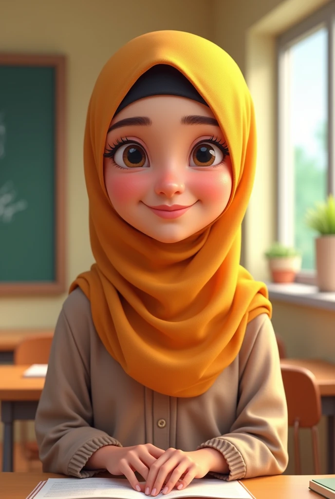 Islamic Face and Cute School Teacher Animation Photo. Girl for man but cute face.