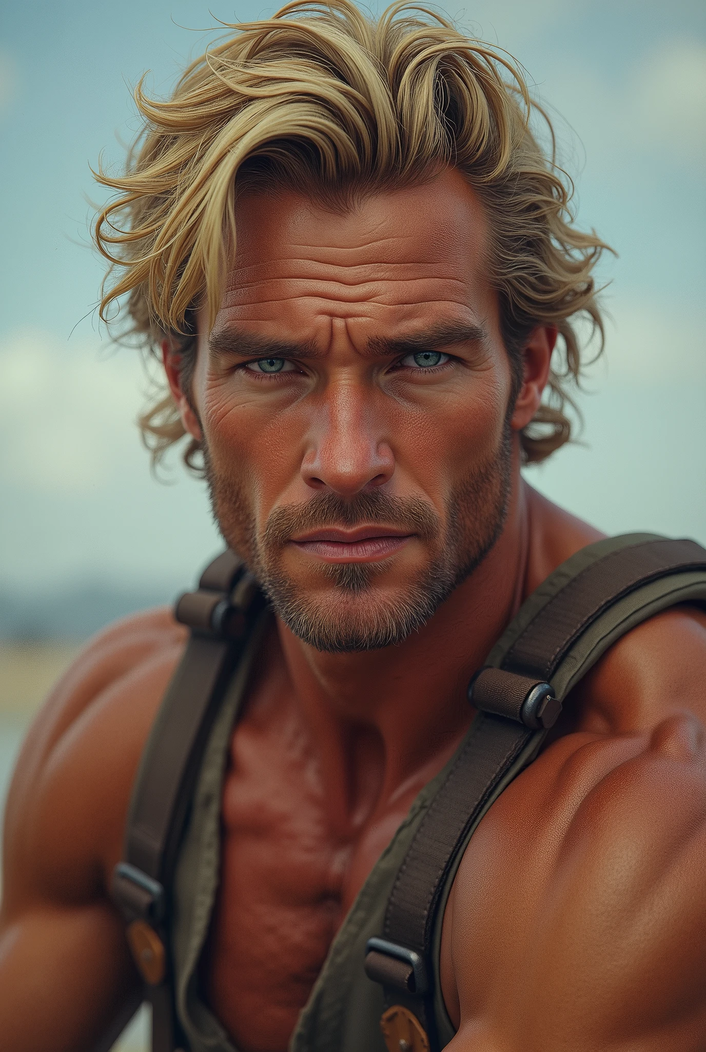 Blond blue eyes 40 years old muscular