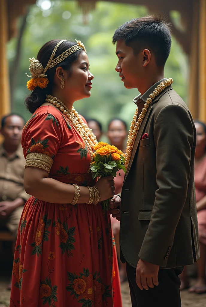 A 14 year old skinny junior high school boy marries a 35 year old busty widow using Toba Batak customs 