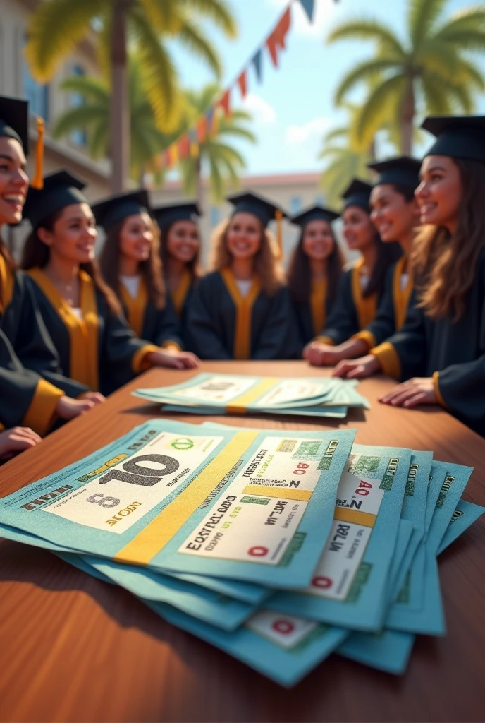 Graduation raffle for seniors with 200 numbers and a prize of 500 reais in blue


