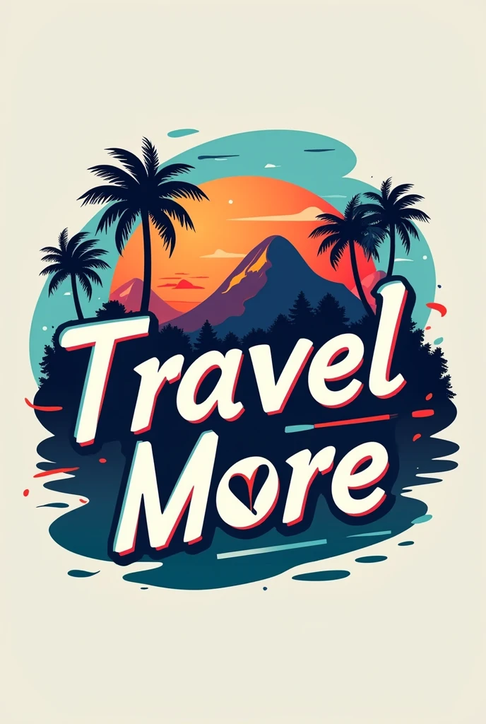 Logo suggestion for the name Travel more,with name written, Modern and colorful 