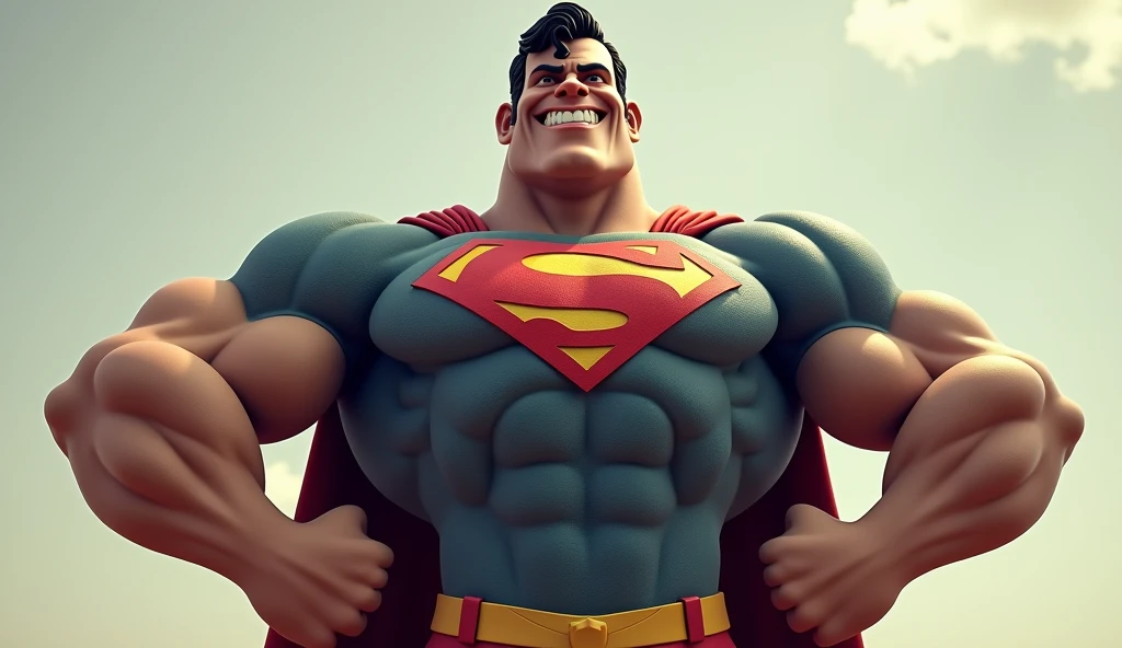 Super man arms with laughing face reaction