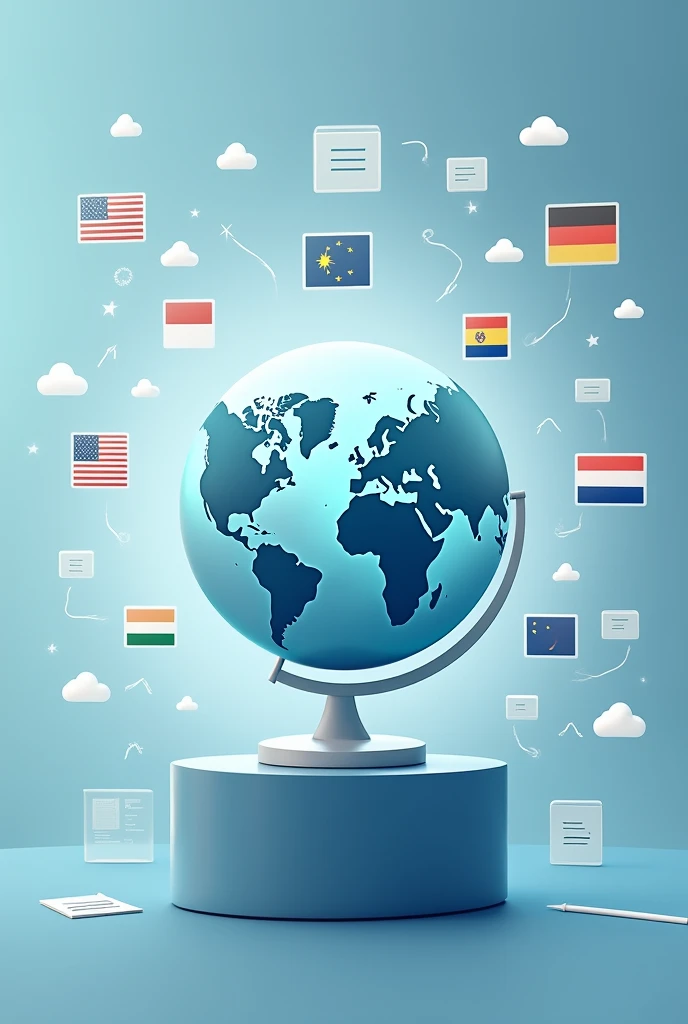 "Create a professional Fiverr gig image for a freelance translator, focusing on the services provided. The image should feature:
Central Visual Element: A prominent, stylish graphic of a globe or a world map to emphasize global translation services.
Language Icons: Include small, clean icons or flags representing the languages offered: English, French, Portuguese, Spanish, German, Dutch, and Russian. Arrange them around or next to the central visual.
Text Overlay: Use modern, readable text that clearly communicates the service. Examples include:
'Expert Translation Services in 7 Languages'
'Accurate Manual Translations: English, French, Portuguese, Spanish, German, Dutch, Russian'
Design Elements: Incorporate subtle, professional design elements like clean lines or icons related to translation (e.g., speech bubbles, documents) without cluttering the image.
Color Scheme: Use a modern, cohesive color palette that matches Fiverr’s style and keeps the image visually appealing and professional.
Ensure the image is clear, attention-grabbing, and effectively highlights your expertise in multiple languages."