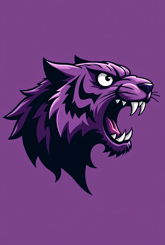 Purple and Black Tiger Head Roaring Clipart Facing Right More Cartoon