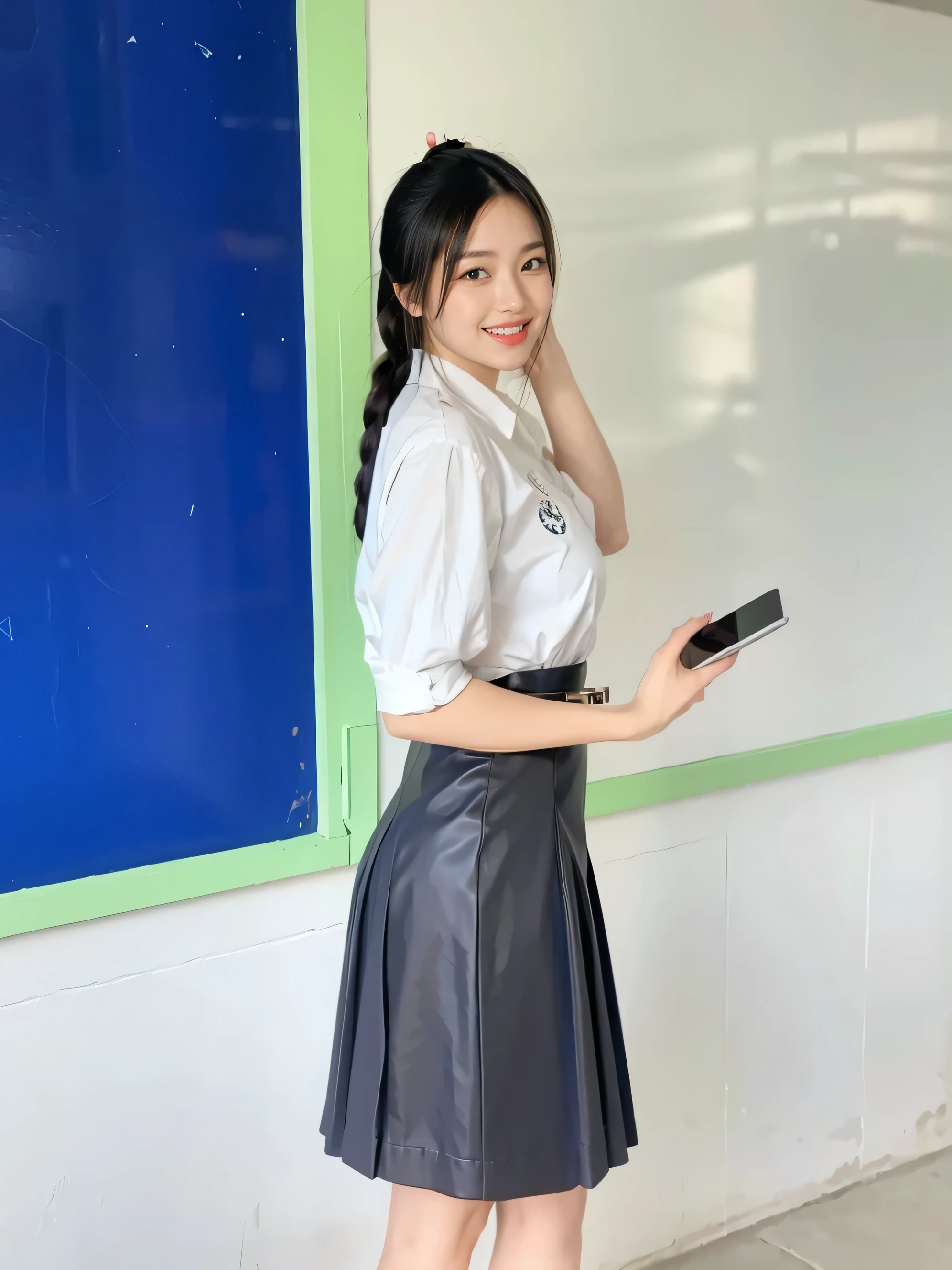 huge breasts 1.4,ponytail,pantyhose,Smile