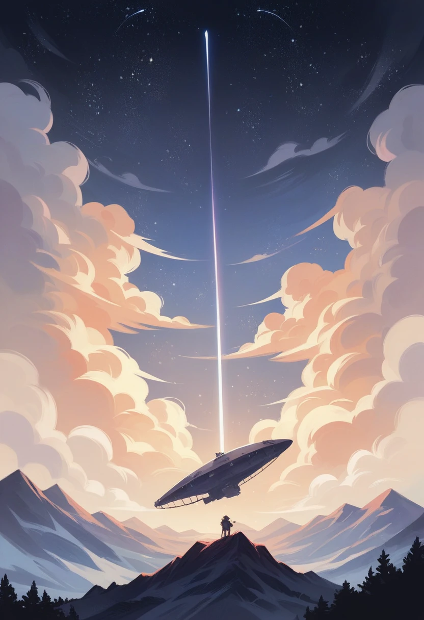 Ultra-high resolution,Attention to detail,The iceberg is in the middle,Moonlight pours down on the mountaintop,The meteor shower is behind the iceberg,The night sky is a starry sky,A fantastic atmosphere,