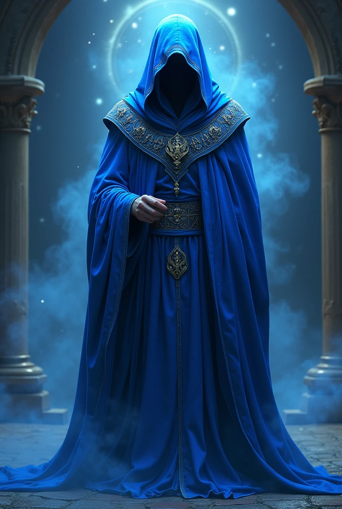 A wizard in blue clothes