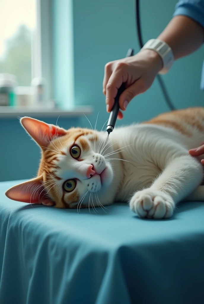 There is a cat who is in the hospital and she is pregnant and she has a doctor and she is crying a lot with pain Generate this kind of eye image