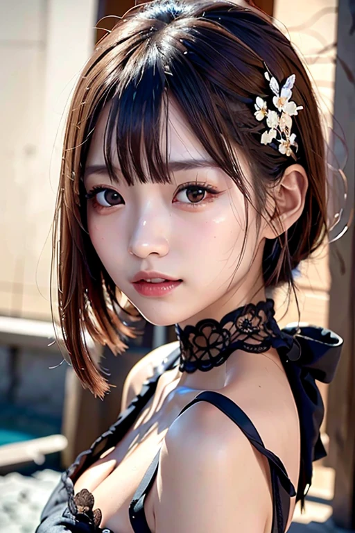 ((Japan women))、hightquality、Glossy glossy skin、((glistning skin))、Lush bust、((masterpiece、top-quality、ultra-detailliert、Film Light、intricate-detail、hight resolution、ighly detailed))