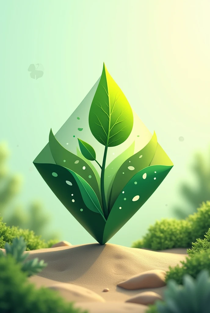 create an image of a sustainable campaign that has a mascot in the middle that is a diamond-shaped seed that has a sprout growing