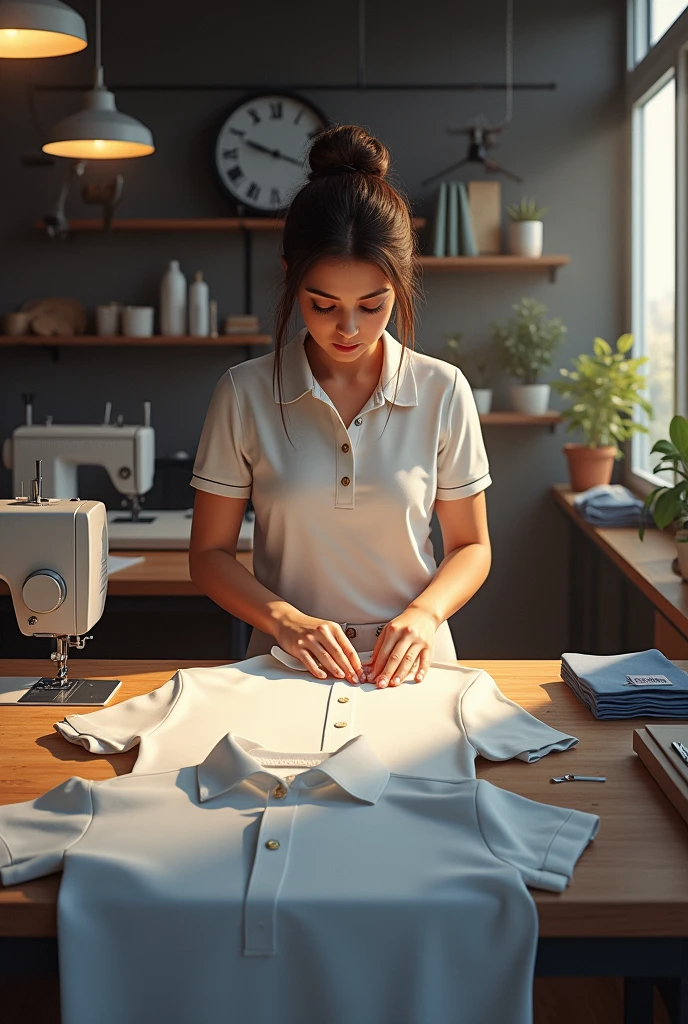 Create an image that implies that custom polo shirts are made
