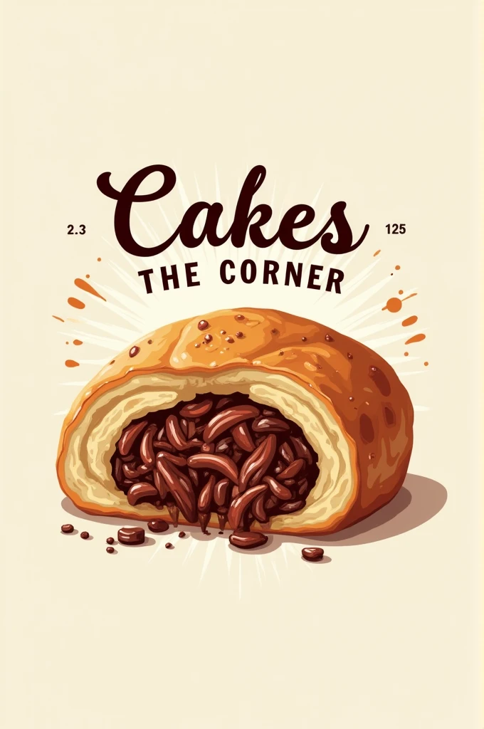 Create a name logo "cakes the corner" and in the background a birote cake with meat 