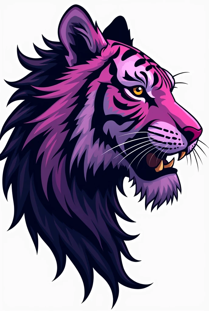 Purple Tiger Head Black And Purple Facing Right Clipart Cartoon