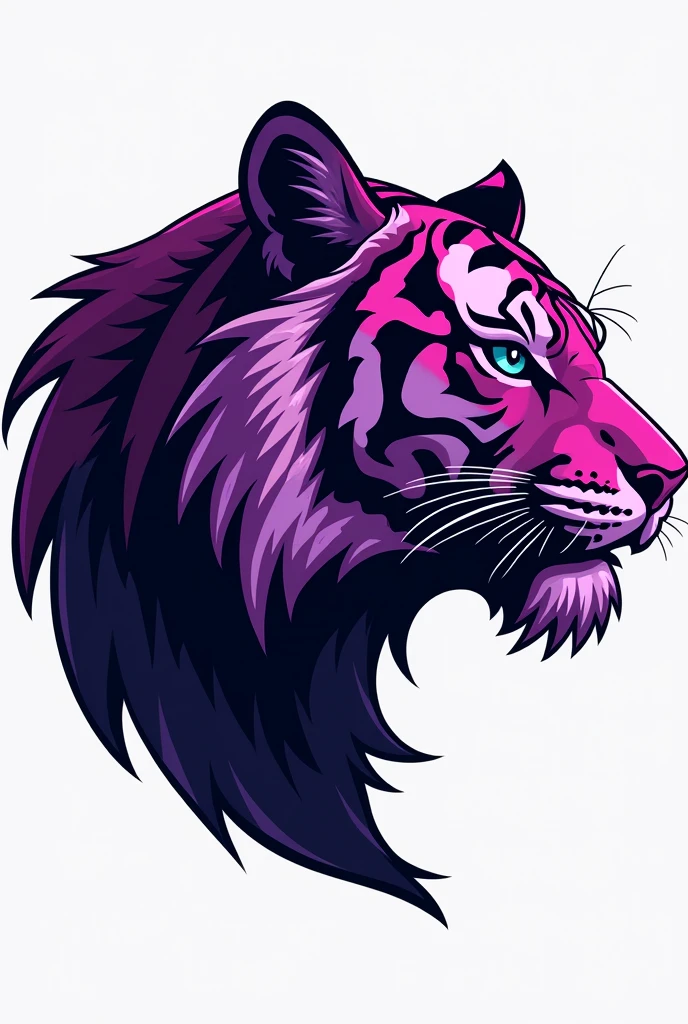 Purple Tiger Head Black And Purple Facing Right Clipart Cartoon