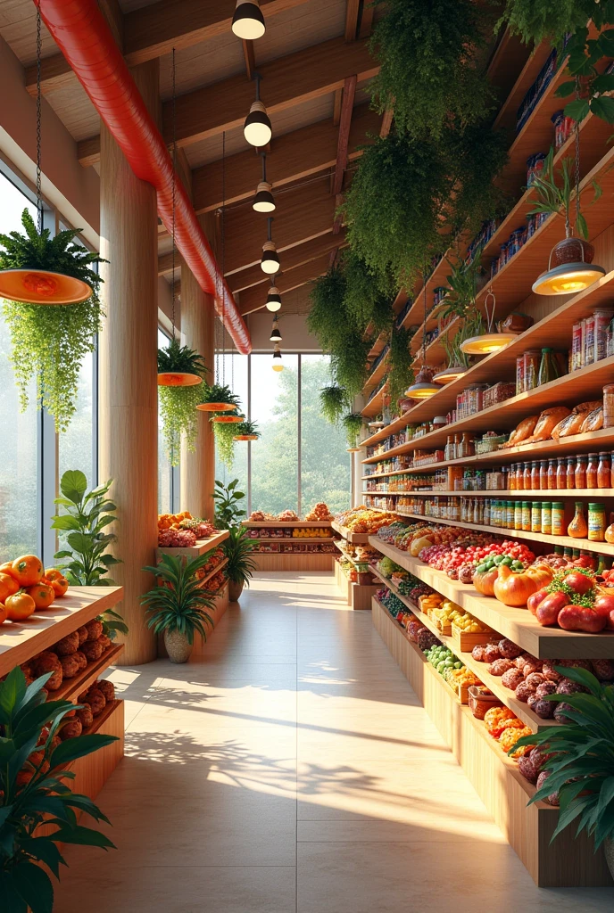 Make me a 2D plan of a cute fusion-type supermarket (By fusion I mean that it is a mixture of all the things that can be sold and cultures from all over the world.)