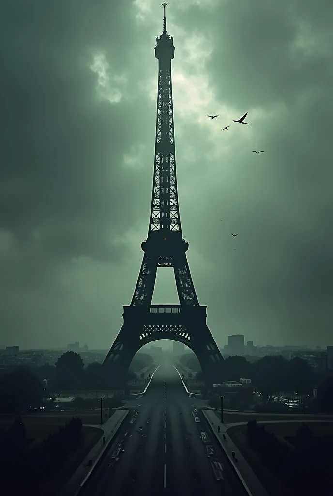 I want the cover for my book, The Death of the World. About the zombie apocalypse in France. Put the title "The Death of the World" and the Eiffel Tower below place "author: unknown"