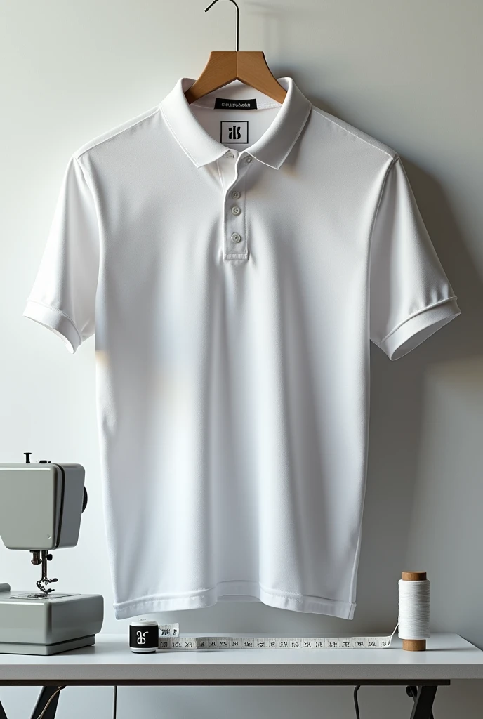 Create an image of a polo shirt that implies that custom polo shirts are made, just the image of the pole and say something like "Here is your design", but something creative 