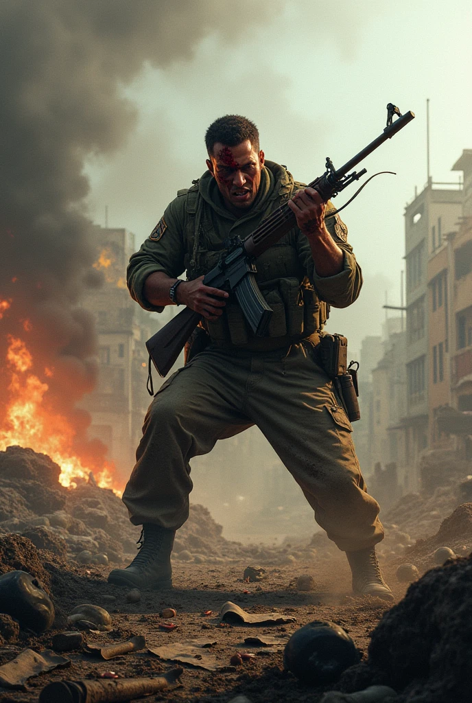 Wounded man fight for his life at battle field