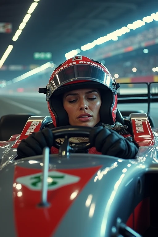 Female racing driver Fainted in a Formula One car