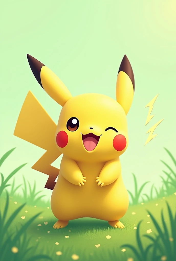 Create a pikachu with a light green background