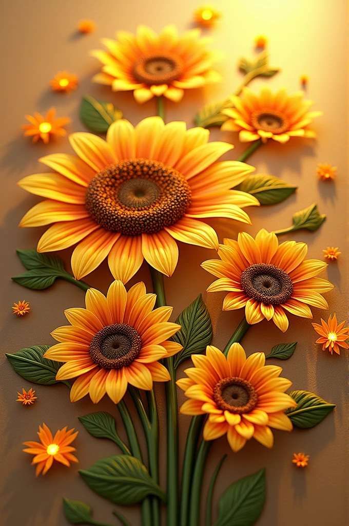 3d sunflower Rangoli design