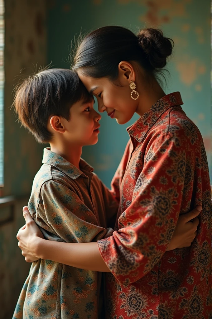 skinny boy doing doggy style with 31 year old widow wearing Javanese clothes