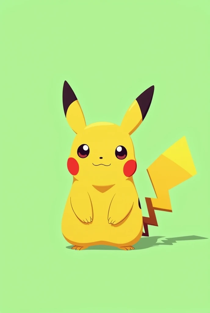 Create a pikachu with a light green background, that the pikachu is sitting and that there is no grass in the background or anything like that, that only the light green color is