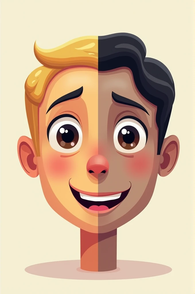 An emoji showing two different emotions on one face the other side happy and the other side sad