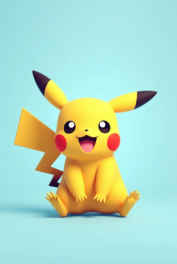 Create a pikachu with a light blue background, that the pikachu is sitting and that there is no grass in the background or anything like that, that only the light blue color is