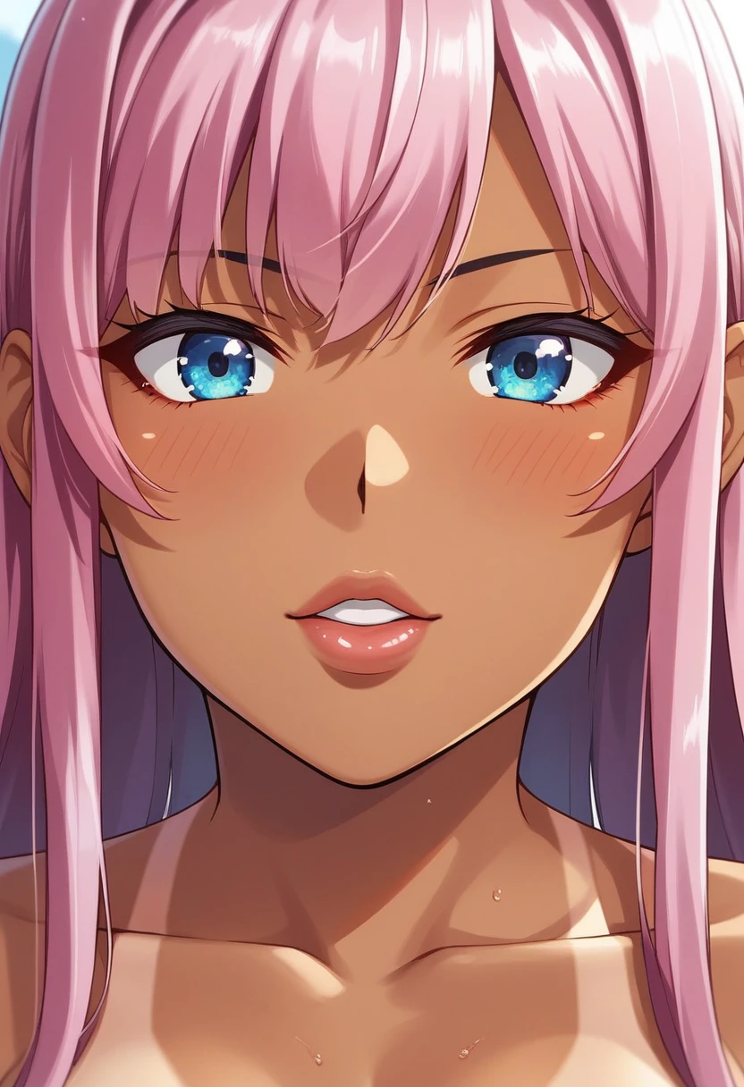 Prompt: score_9, score_8_up, score_7_up, score_6_up, score_5_up, score_4_up,
1girl, cute face, human flutyershy , pale skin, looking at viewer, big cute eyes, nude, bare , medium_breasts, sunlight from the windows, rubbing nipples, blushing heavily, penis in mouth , blowjob, seductive