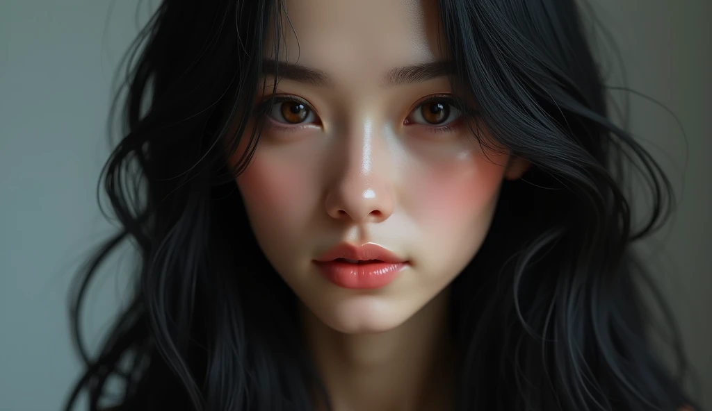 beautfull woman , the woman has long black hair, eyes browns, realistic and detailed face, age 25, highly realistic 4k model, realistic and detailed faces