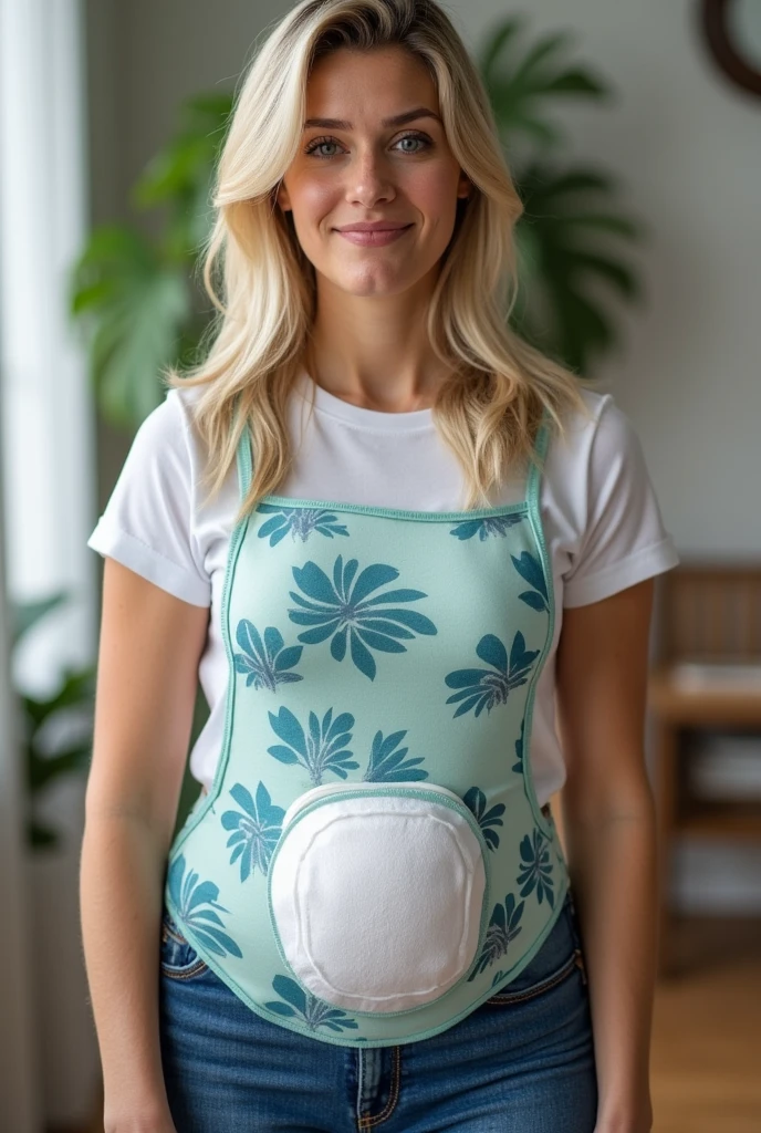 An image of a person wearing a custom cover with a nice design for a person who uses a catheter or urostomy 