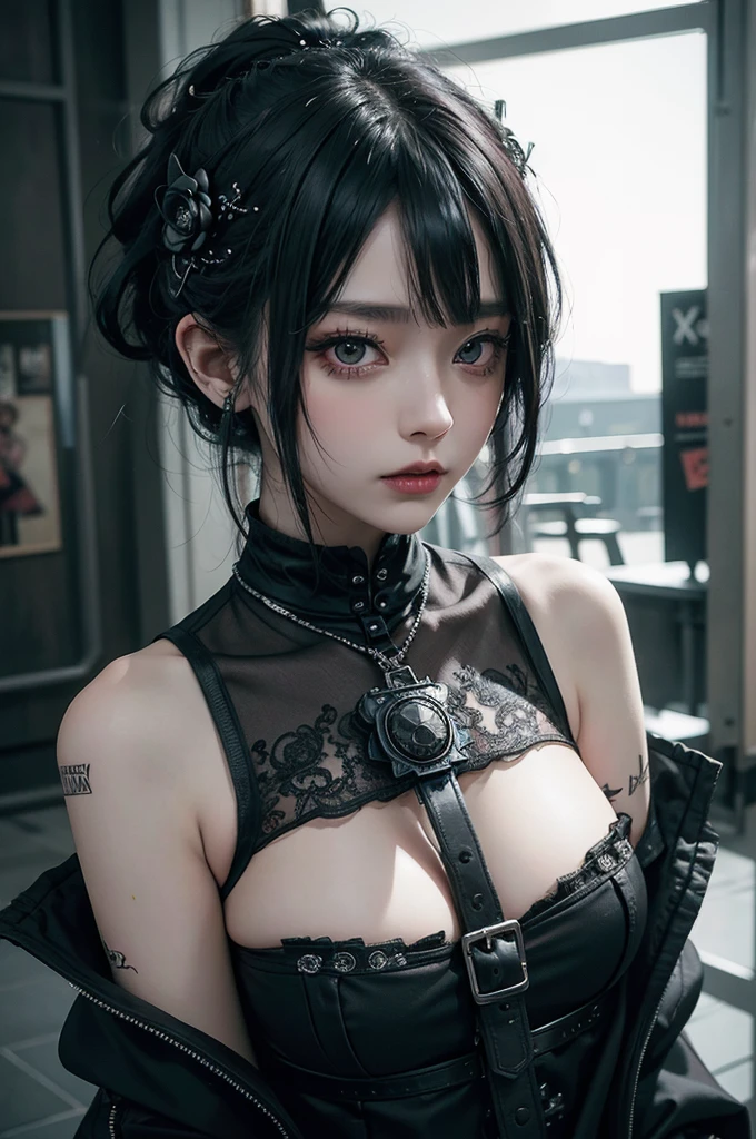 masterpiece, highest quality, [crazy_eye], (big breasts: 1.2), ultra detail, fog, NSFW, (Expressionless)