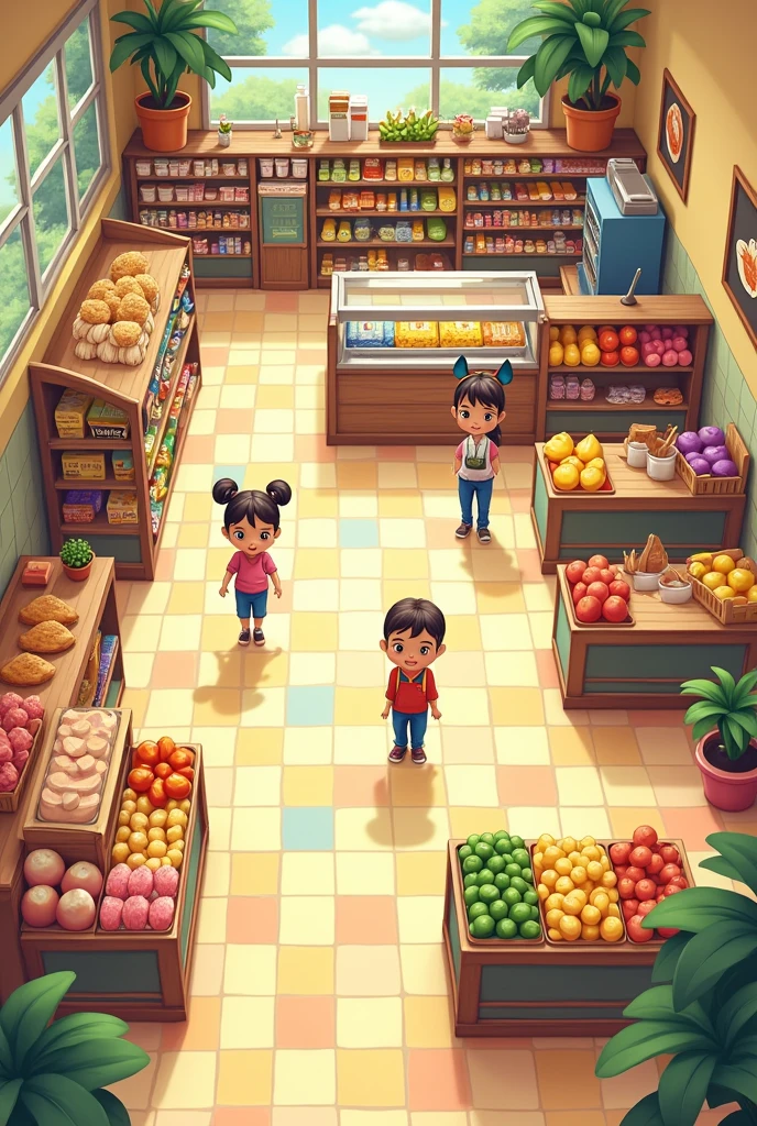 Make me a 2D plan of a cute supermarket