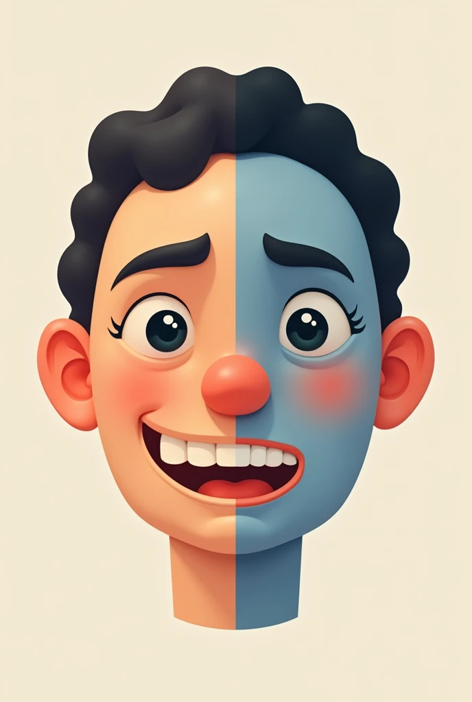 An emoji showing two different emotions on one face the other side happy and the other side sad⁷
