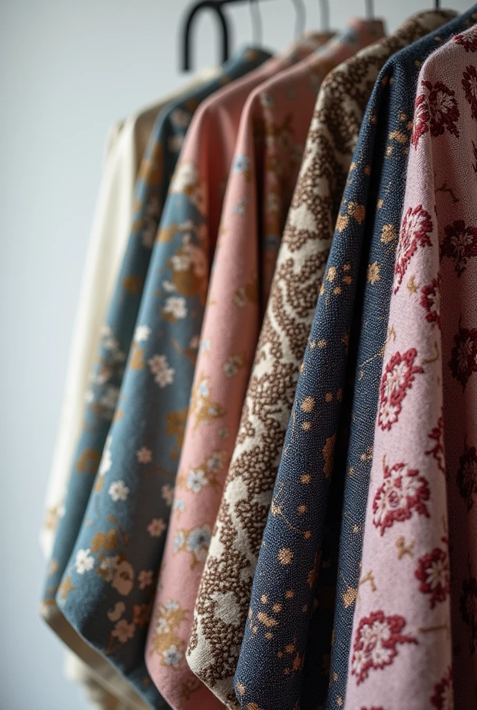 Realistic photography of the variety of fabrics available on the market 